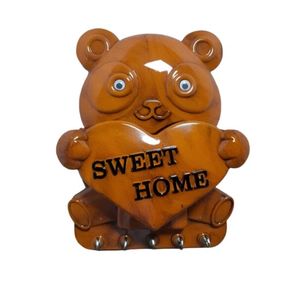 Cute Plastic Panda Key Holder, Wall Key Rack with 5 Hooks (1 Pc) - Image 5