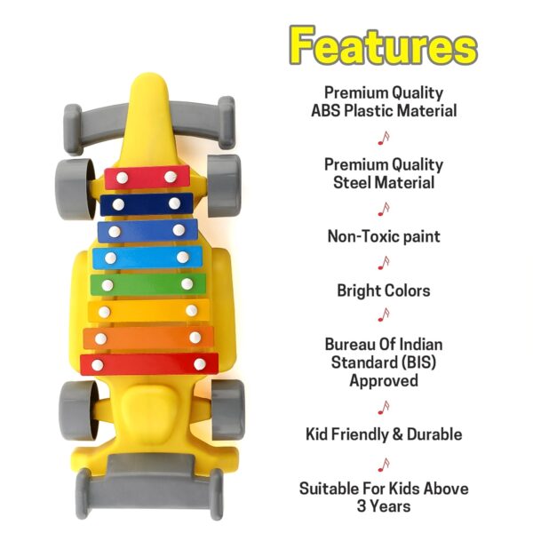 Musical Car Piano Xylophone Toy, Plastic Car Xylophone (1 Set) - Image 4