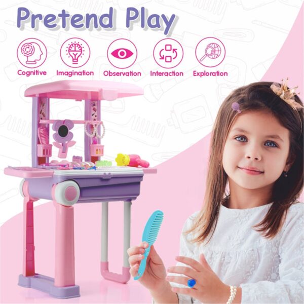 Big Beauty Set Suitcase On Wheel, The Ultimate Beauty Set On Wheels for Girls, Makeup Kit is Easy to Clean & Use, Portable Beauty Set with 25 Pieces for 3 Years BIS Approved. (Beauty Set Trolley) - Image 4