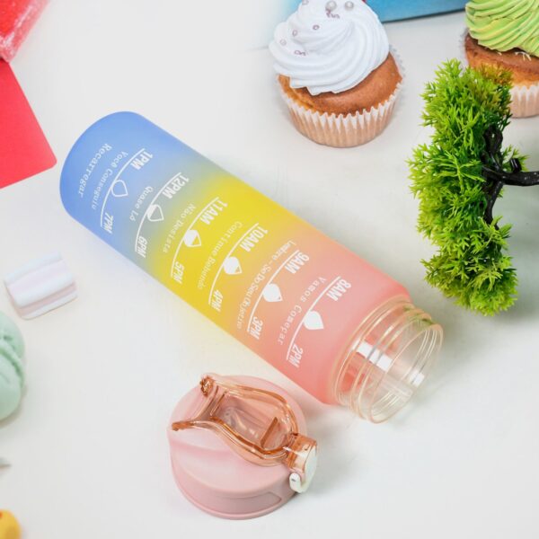 Plastic Colorful Motivational Water Bottle with Straw (900 ML) - Image 7