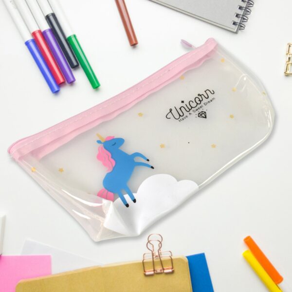 Transparent Unicorn Pencil Zip Pouch Bag (1 Pc) - Image 6