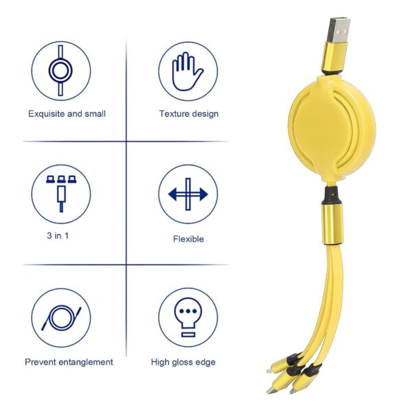 3 in 1 Retractable Charger Charging Cable (1 Pc / Mix Color) - Image 4