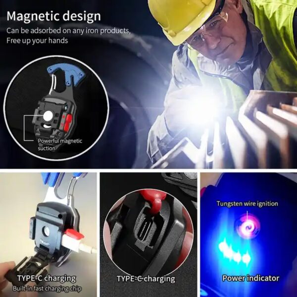 Keychain Led Flashlight Rechargeable Multi Function 6 Lighting Modes Pocket Key Chain Flash Light USB for Outdoor Camping,Walking With Cigarette Lighter - Image 5