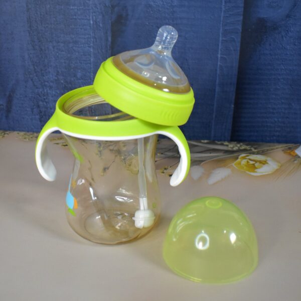 Plastic Baby Feeding Bottle with Handles Straw (300 ML / 1 Pc) - Image 3