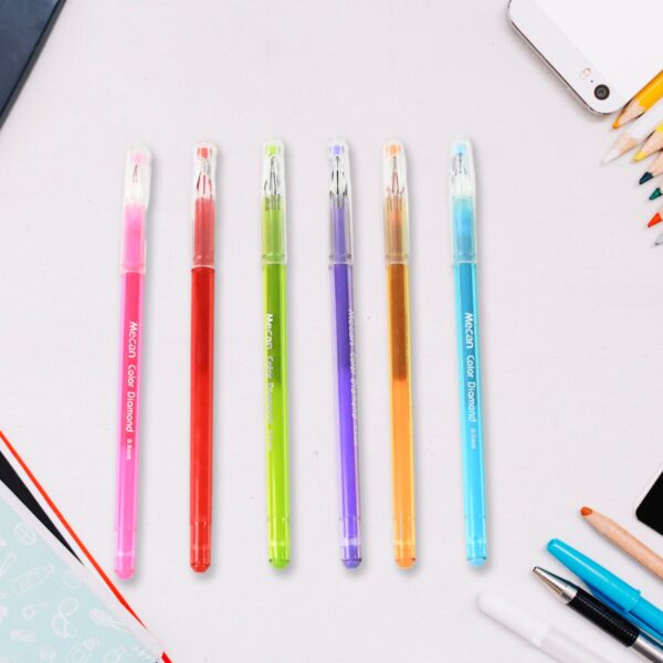 Multi Colour Gel Pen Set, Set of 6 Colours (6 Pcs Set) - Image 4