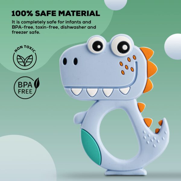 Silicone Dinosaur Teether for Baby (1 Pc / Mix Design & Color) - Image 3