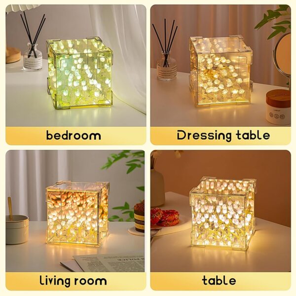Cube Tulip Night Lamp | Led Decorative Nights Lamp (Multicolor & Design / 1 Set) - Image 6