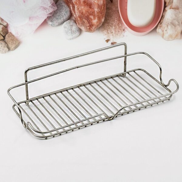 Stainless Steel Kitchen Bathroom Shower Shelf Storage Suction Basket Rack With 2 Hook (1 Pc) - Image 5