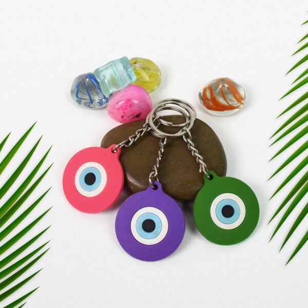 Evil Eye Rubber / Silicone Keychain (1 Pc / Mix Color) - Image 3