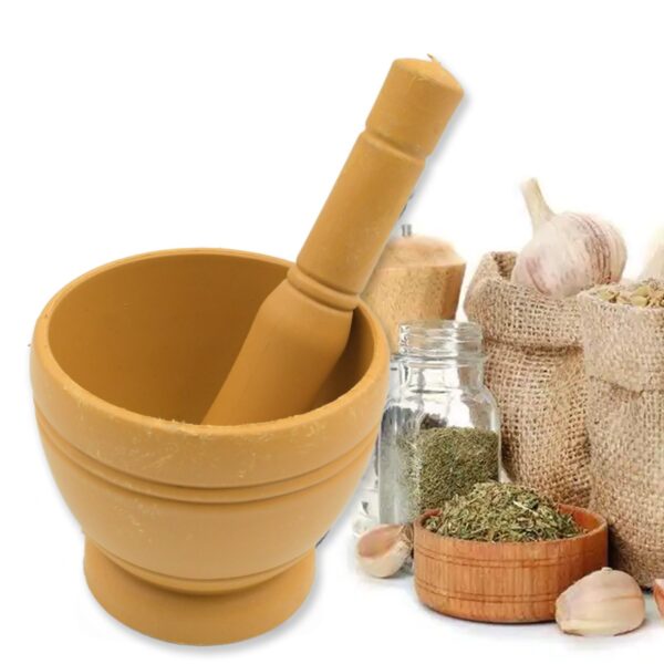 Mortar and Pestle Set for Spices, Okhli Masher, Khalbatta, Kharal, Mixer, Natural & Traditional Grinder and Musal, Well Design for Kitchen, Home, Herb - Image 6