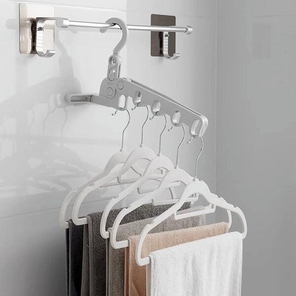 5 holes foldable clothes Hanger, travel clothes hanger, multifunctional clothes hanger, space-saving wall holder, clothes rack, robust clothes hanger for travel, indoors. - Image 5