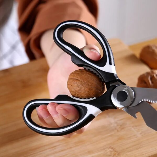 3 in1 Multi-Function Kitchen Household for Vegetables, Fruit, Cheese & Meat Slices with Bottle Opener Stainless Steel Sea Food Scissor (1 Pc ) - Image 6