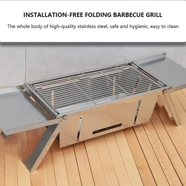 Portable BBQ / Barbecue Grill Stainless Steel Folding Charcoal Grill (1 Set / Net Weight : 2207 GM) - Image 3