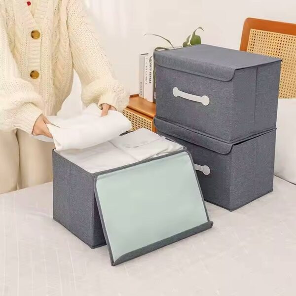 Small Foldable Storage Box With Lid And Handles, Cotton And Linen Storage Bins And Baskets Organizer For Nursery, Closet, Bedroom, Home (28×20×16 Cm / 1 pc) - Image 5