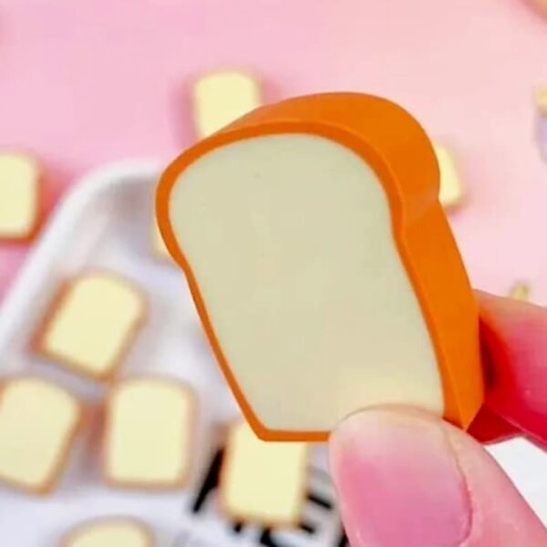 3D Toast Bread Shape Eraser for Kids, Cartoons Erasers Toast Bread Erasers Bread Shaped Eraser for Students, Gift, Cute Fun Food Erasers for School Classroom, Stationery for Boys & Girls (4 Pcs Set) - Image 7