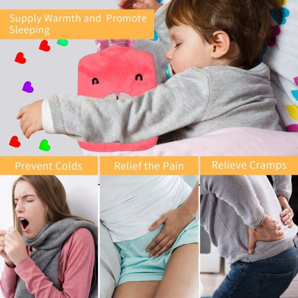 Pink small Hot Water Bag with Cover for Pain Relief, Neck, Shoulder Pain and Hand, Feet Warmer, Menstrual Cramps. - Image 4
