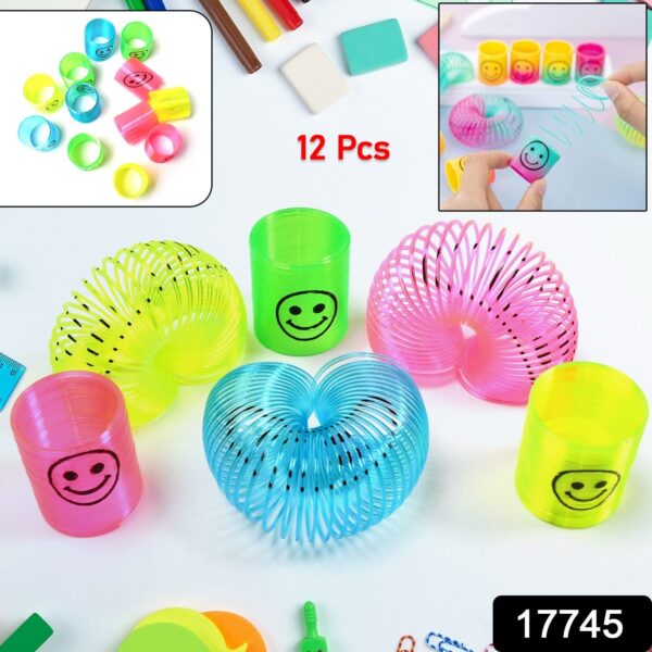 Multicolor Magic Smiley Spring, Spring Toys, Slinky, Slinky Spring Toy, Toy for Kids for Birthdays, Compact and Portable Easy to Carry (12 Pcs Set) - Image 2