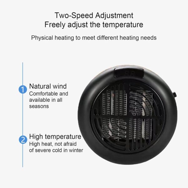 Room Heater for Home, Office, Camper LED Screen Portable Wall Heater (900W / 1 Pc) - Image 3