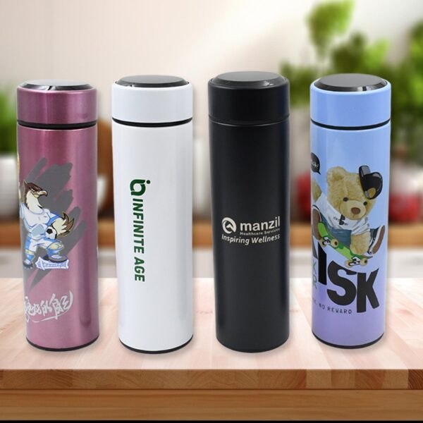 Printed Smart Vacuum Insulated Water Bottle with LED Temperature Display (1 Pc / 500 ML Approx / Multicolor / Mix Design ) - Image 3
