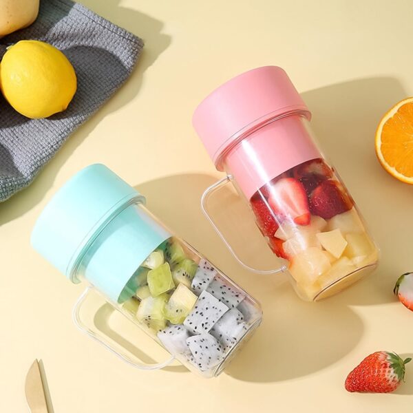 Portable Crusher Juicer With Handle & Straw, USB Rechargeable 6 Blades (420 ML) - Image 3