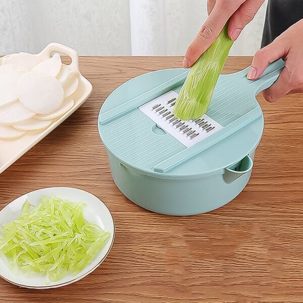 Vegetable Choppers with Drain Basket | 6 in 1 Vegetable Slicer Blades (1 Set) - Image 6