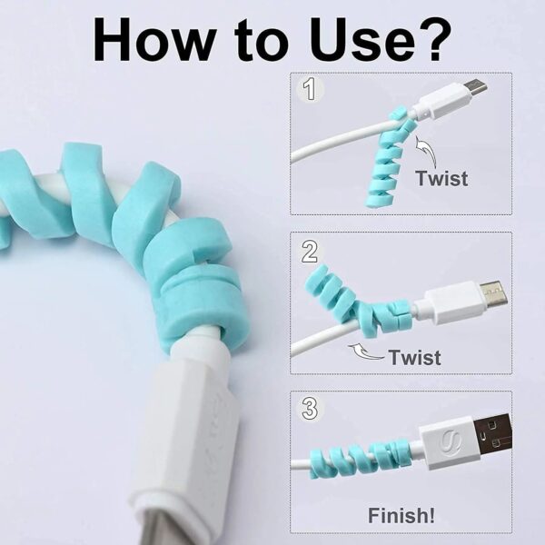 Spiral Charger Cable Protector Data Cable Saver Charging Cords Protective for All Universal  Cable Cover (Pack of 10) - Image 10