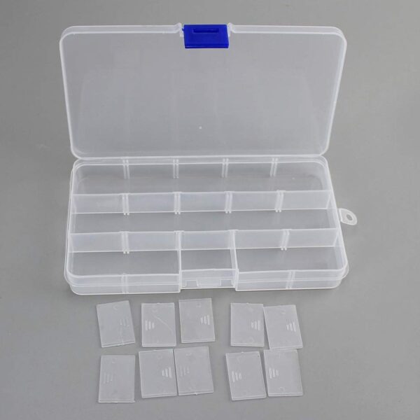 15 Grids Jewelry Organizer Plastic Jewelry Organizer Box Clear Jewelry Organizer Box Plastic Bead Organizers with Adjustable Dividers for Herbs Pills Bead, Jewelry, and Other Small Item (1 Pc) - Image 7