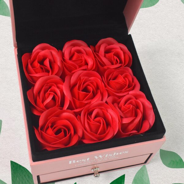 Preserved Eternal Rose Flower Gift Box Drawer with I Love You & Artificial 9 Pcs Rose (1 Set) - Image 6