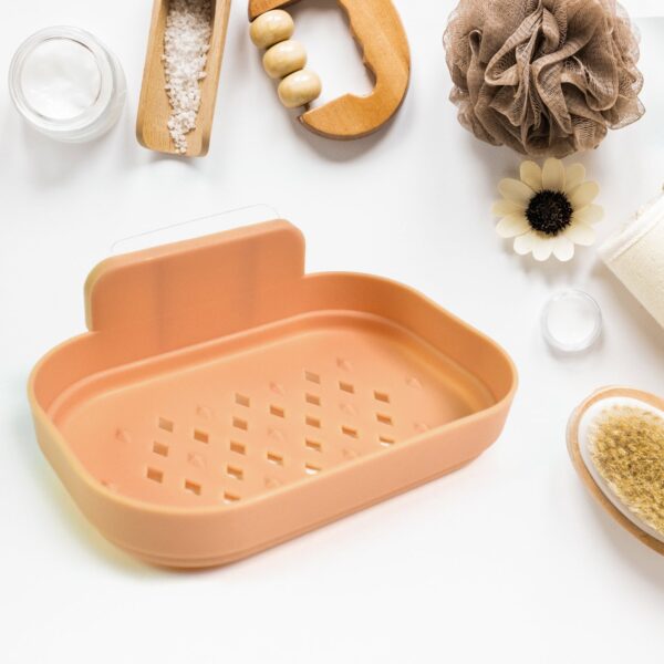 Plastic Soap Dish Holder for Bathroom Shower Wall Mounted Self Adhesive (1 Pc) - Image 3