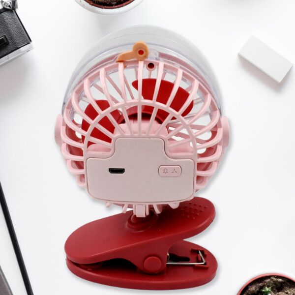 Portable Clip-on Fan, Battery Operated, With Light & Spray, Small Yet Powerful USB Table Fan, 3-Speed Quiet Rechargeable Mini Desk Fan, 360° Rotation, Personal Cooling Fan for Home, Office, Camping - Image 3