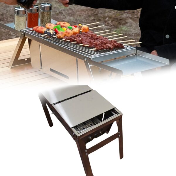 Portable BBQ / Barbecue Grill Stainless Steel Folding Charcoal Grill (1 Set / Net Weight : 2207 GM) - Image 4