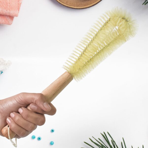 13 inch Bottle Brush, Bristle Brush with  Wood Handle, Washing Brush with Wooden Handle, Kitchen Cleaning Tool, Brushes for Dish, Tumbler, Teapot, Cup, Pan - Image 3