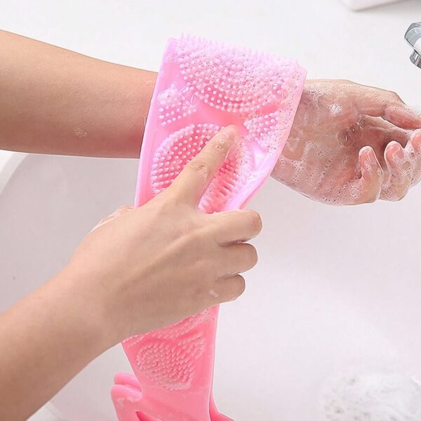 Silicone Body Back Scrubber Double Side Bathing Brush for Skin Deep Cleaning Massage, Dead Skin Removal (122 Gm | medium Size /1pc) - Image 4