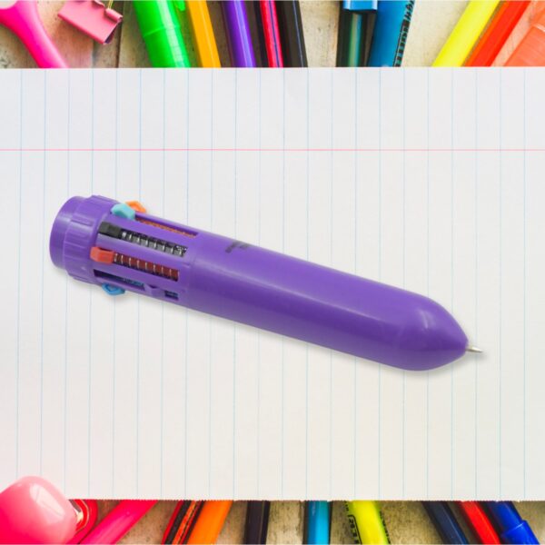 Kids 10-in-1 Color Pens Ballpoint Pen Set for Kids Cartoon Head Writing Pen for School Office Stationary Kit, Teddy Bear (1 Pc) - Image 3