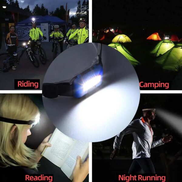 Head lamp Flashlight Waterproof Portable Lantern Headband Light Torch Lamp for Outdoor Camping Hiking Backpack Cycling, Running Hunting 10W Cob(1 Pc) - Image 3