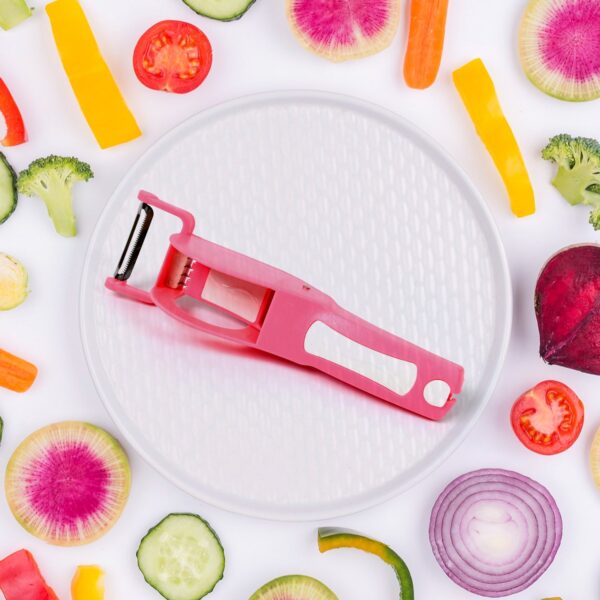 Plastic 2 in 1 Vegetable & Fruit Multi Cutter 5 Blade Vegetable Cutter with Peeler (1 Pc / Multicolor) - Image 3