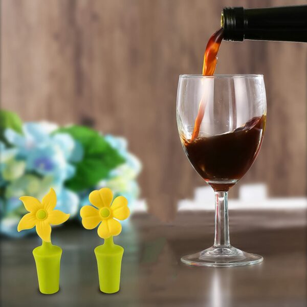 Silicone Bottle Sealer Cap Flowers Shaped Stoppers Bottle (2 Pc Set) - Image 6