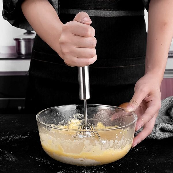 Hand Push Mixer, Egg Whisk, Stainless Steel Blender (1 Pc) - Image 6