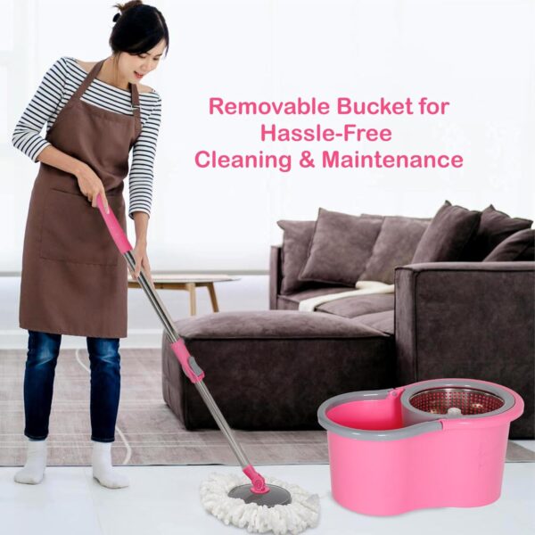 Easy Cleaning Mop with Bucket, for Floor Cleaning, 360° Spin Floor Cleaning (1 Set / Mix Color) - Image 4