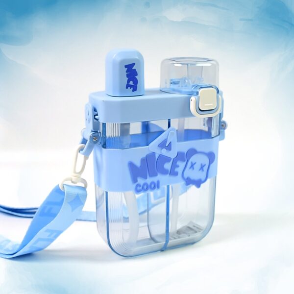 2in1 Dual Compartment Water Bottle with Straw and Adjustable Shoulder Straps (1 Pc / Multi color) - Image 6