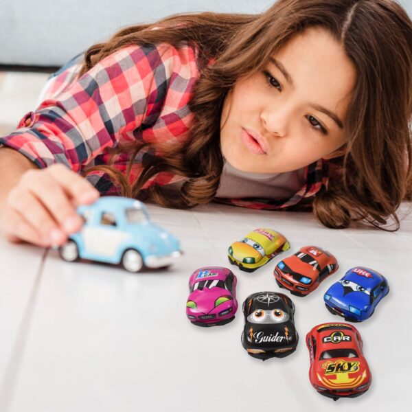 Mini Pull Back Car & Aeroplane PVC Plastic Pull Back Car Cartoon Toys (12 Pcs Set) - Image 6