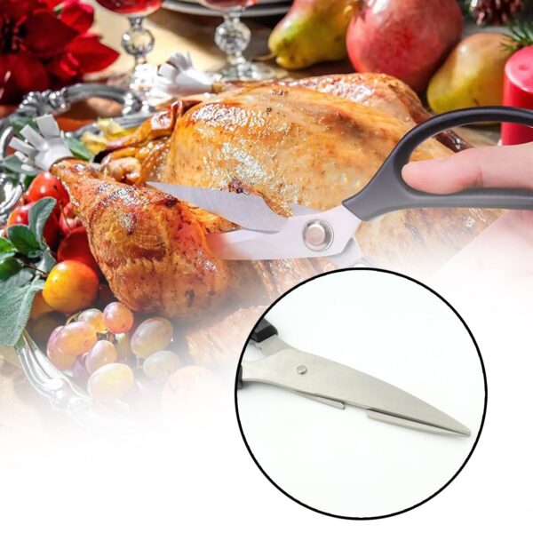 3 in1 Multi-Function Kitchen Household for Vegetables, Fruit, Cheese & Meat Slices with Bottle Opener Stainless Steel Sea Food Scissor (1 Pc ) - Image 3