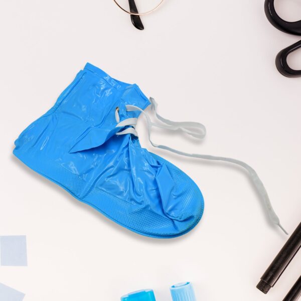 Plastic Shoes Cover Reusable Anti-Slip Boots Zippered Overshoes Covers & Shoe laces Waterproof Snow Rain Boots for Kids / Adult Shoes, for Rainy Season (1 Pair) - Image 4