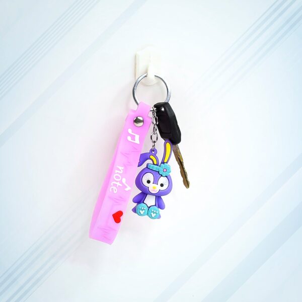 Cute Cartoon Silicone 3D Key Chain with Metal Hook & Strap (Pack of 1) - Image 4