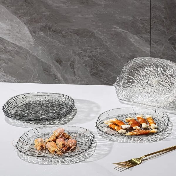 Plastic Household Plates Dinner Plates Dish Tray Skewer Bone Plate Set (9 Pcs Set) - Image 4