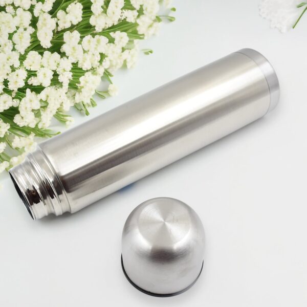 Vacuum Flask With Cover, 18/8 Stainless Steel | Hot and Cold Water Bottle with Push-Down Lid | Double Walled Stainless Steel Bottle for Travel, Home, Office, School, Picnic ( Approx 500 ML / With Cover) - Image 4