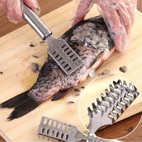 Fish Scale Remover Scraper Stainless Steel Fish Cutting Tools Sawtooth Easily Remove Fish Scales-Cleaning Brush Scraper Kitchen Tool- - Image 5