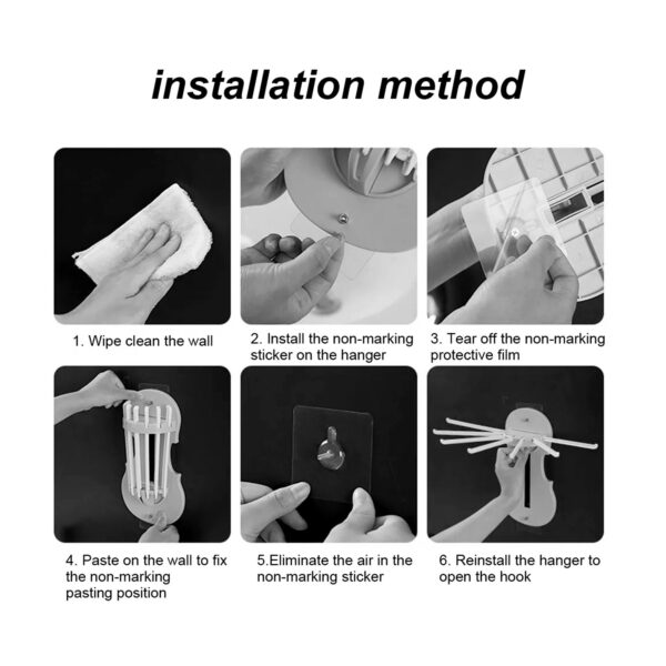 Plastic 7-in-1 Multifunction Retractable Wall-Mounted Pull-Out Hanger Rack Without Punching Hooks Up for Kitchen Bathroom - Image 6