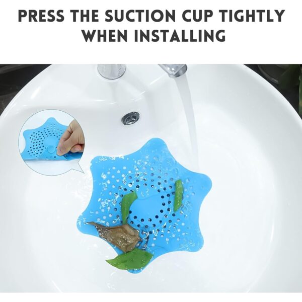 Star Shape Suction Cup Kitchen Bathroom Sink Drain Strainer Hair Stopper Filter, Star Shaped Sink Filter Bathroom Hair Catcher, Drain Strainers Cover Trap Basin (1 Pc) - Image 4
