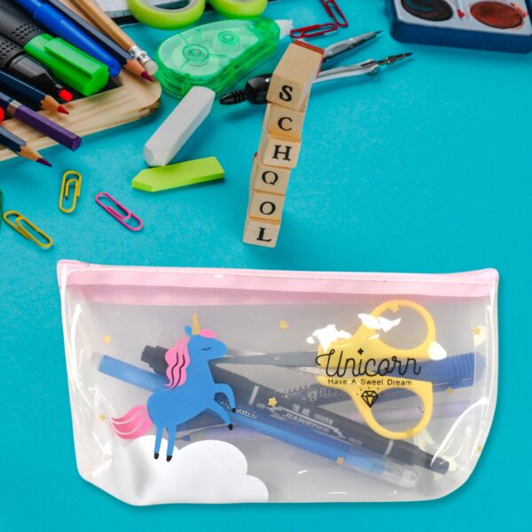Transparent Unicorn Pencil Zip Pouch Bag (1 Pc) - Image 3
